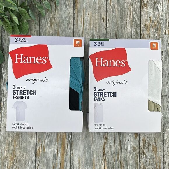 Hanes Moisture-Wicking Stretch Cotton T-Shirts & Tank Tops 2, 3-Packs Size M - Picture 1 of 12